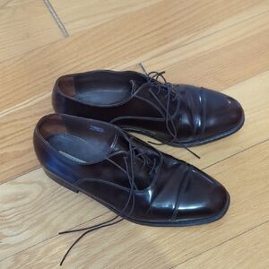Elegant Brown Patent Leather Men's Dress Shoes-size 12